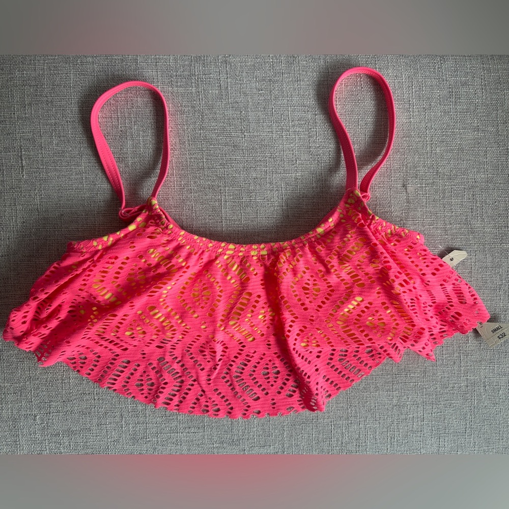 Arizona Jean Company Pink & Yellow Girls Swim Top